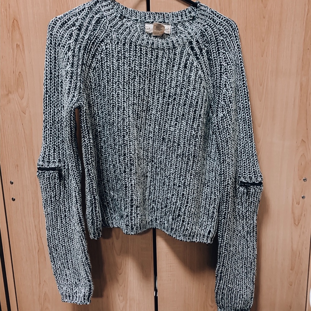 Black and white zipper sweater
